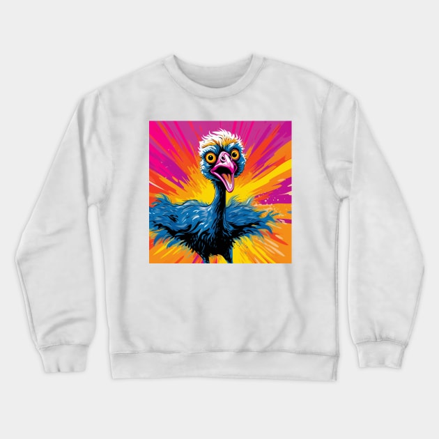 Ostrich Cartoon Pop Art 2 Crewneck Sweatshirt by AstroRisq